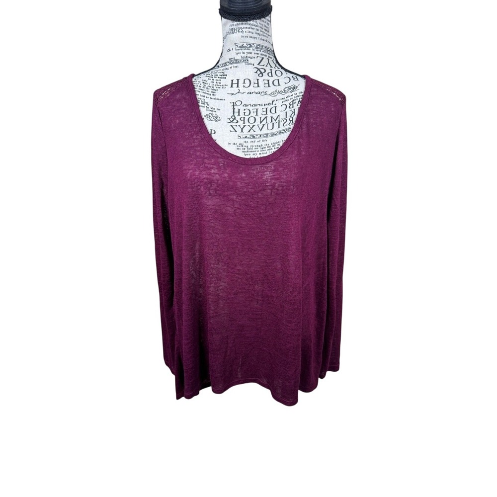 Ambiance Scoop Neck Long Sleeve Top - Plum